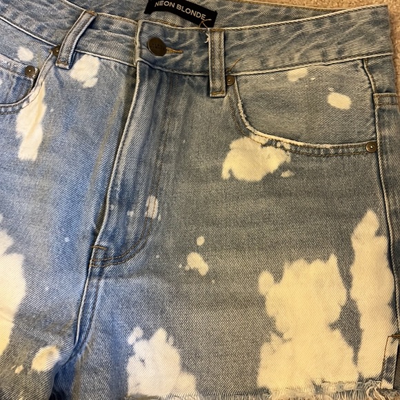 Neon Blonde Acid Wash Denim Shorts - Picture 2 of 4